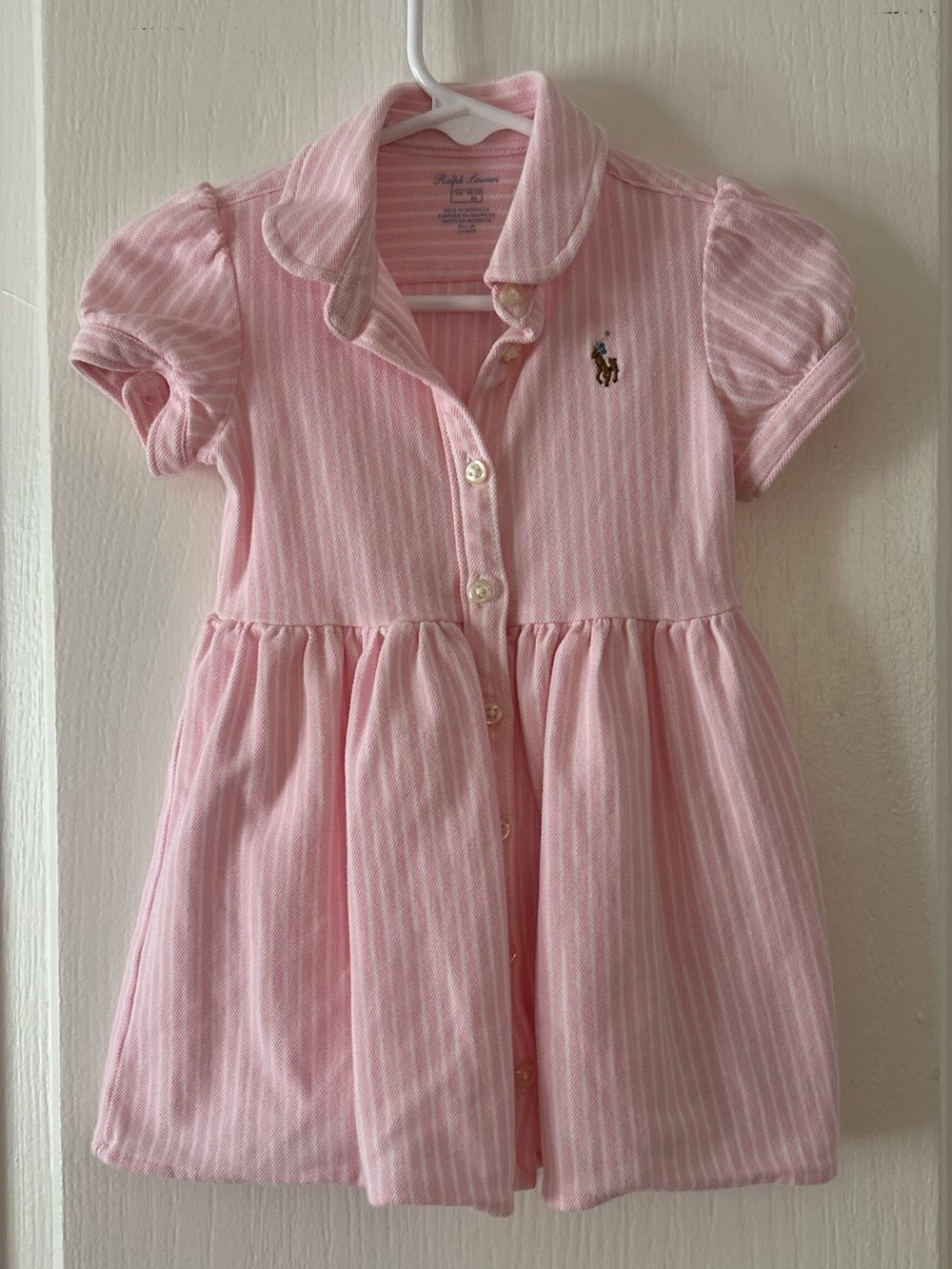 Baby Girls Striped Knit Oxford Dress - Picture 2 of 3